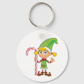 Elf Meisje Met Candy Cane Sleutelhanger (Achterkant)