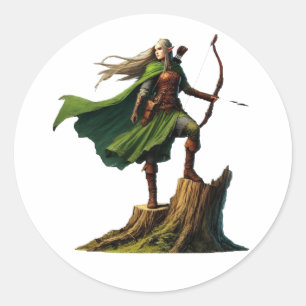 Elf met boog ronde sticker