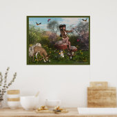 Elf met Deer in de Druk van het Poster van Bossen (Keuken)
