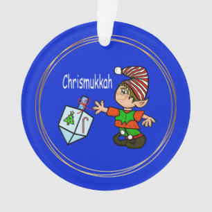 Elf met Dreidel Chrismukkah Ornament