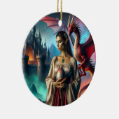 Elf met een drakenei keramisch ornament (Rechts)