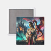 Elf met een drakenei magneet (Voorkant / Achterkant)