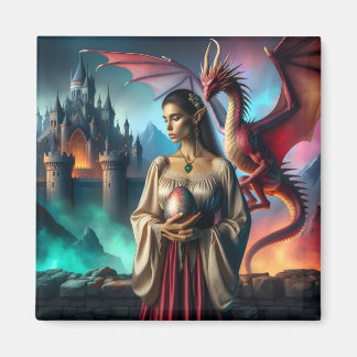 Elf met een drakenei magneet