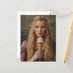 Elf met een ijsje briefkaart