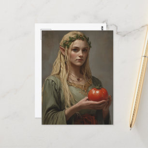 Elf met een tomaat briefkaart