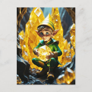Elf met gele kristal briefkaart