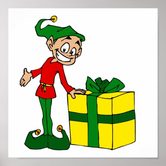 elf met pakket poster (Voorkant)