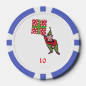 Elf Met Polka Dot Gift blauw 10 gestreepte poker c Chips (Voorkant)