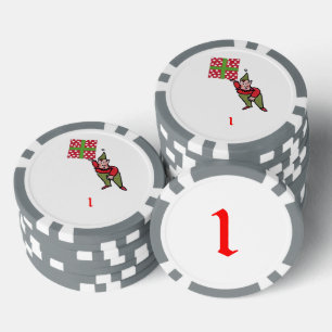 Elf Met Polka Dot Gift grijs 1 gestreepte pokerchi Poker Chips