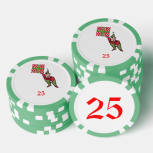 Elf Met Polka Dot Gift grn 25 gestreepte pokerchip