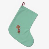 Elf Met Polka Dot Gift Kerstmis kous groot Grote Kerstsok (Voorkant (Hangend))