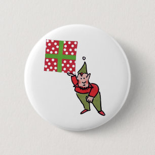 Elf met Polka Dot Gift knop Ronde Button 5,7 Cm