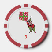 Elf Met Polka Dot Gift rood 5 gestreepte poker chi Chips (Voorkant)