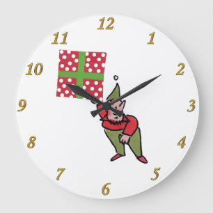 Elf Met Polka Dot Gift wandklok Grote Klok