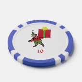 Elf Met Rode Doos Blauw 10 gestreepte pookspaander Poker Chips (Enkel)