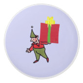 Elf met rode doos keramische knop (Voorkant)