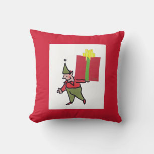 Elf Met Rode Doos vierkant rood worpkussen Kussen