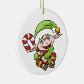 Elf met snoepriet keramisch ornament (Rechts)