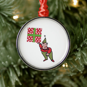Elf Met Stip Geschenk ronde premium ornament
