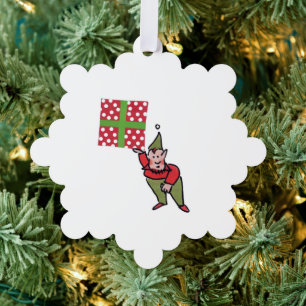 Elf Met Stip Geschenk sneeuwvlok papier ornament Kaart