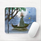 Elf met White Cat Riding op een Leaf Mousepad Muismat (Met muis)