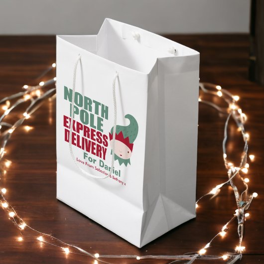 Elf North Pole Express-levering op maat Medium Cadeauzakje