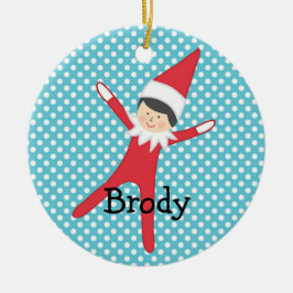 Elf op de gepersonaliseerde versiering keramisch ornament