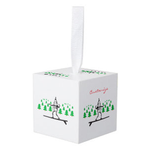 Elf op een Surfboard Thunder_Cove Kubus Ornament