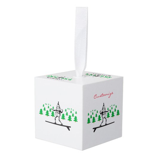 Elf op een Surfboard Thunder_Cove Kubus Ornament (Voorkant hoekig)