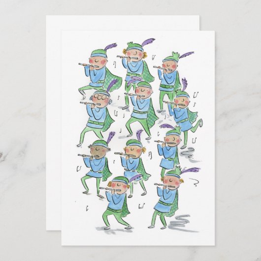 Elf pijpers die fluiten kaart (Voorkant / Achterkant)