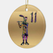 Elf pipers met gouden kerstdecoratie keramisch ornament (Links)