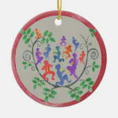 Elf pipers met kerstversiering keramisch ornament (Voorkant)