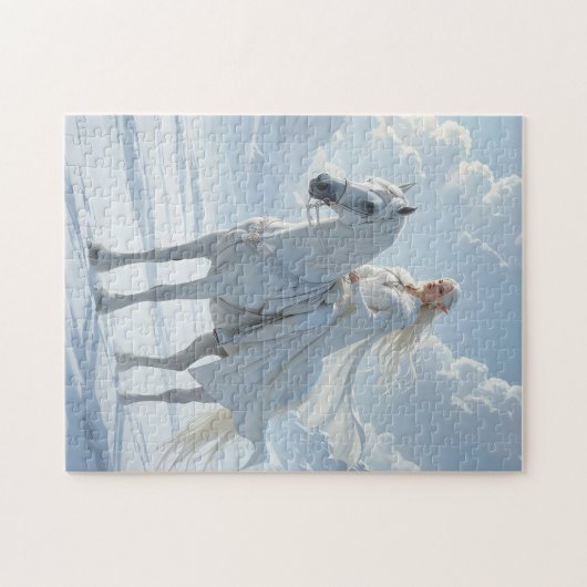 Elf Queen on Majestic White Horse Legpuzzel (Horizontaal)