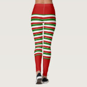 Elf Red Green Stripes Costume de Noël Leggings (Dos)