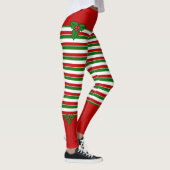 Elf Red Green Stripes Costume de Noël Leggings (Droite)