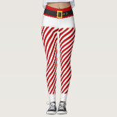 Elf Red Stripes Costume de Noël Leggings (Devant)