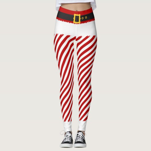 Elf Red Stripes kerstkostuum Leggings (Voorkant)