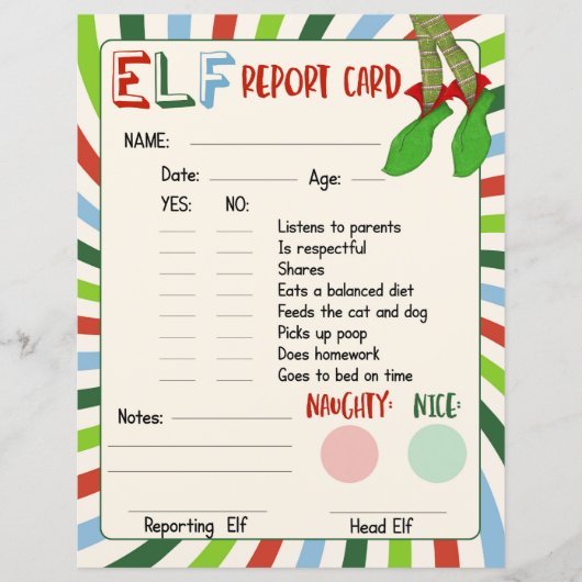 Elf Report Card Naughty of Nice Behavior (Voorkant)