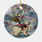 Elf Riding Polar Beer kerstfeestdag art Keramisch Ornament (Achterkant)