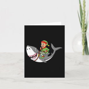 Elf Riding Shark Christmas Boys Meisjes Kinder Xma Kaart