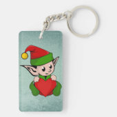 Elf rood hart sleutelhanger (achterkant)