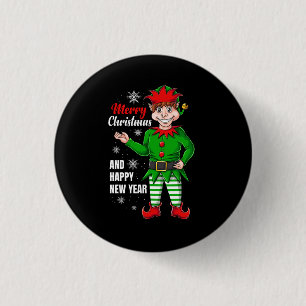 elf santa karakter ronde button 3,2 cm