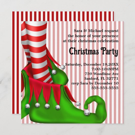 Elf Schoen Kerstfeest uitnodiging (Voorkant / Achterkant)