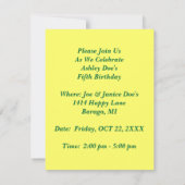 Elf sing Frogs Cattails Party verjaardagsinspectie Kaart (Achterkant)