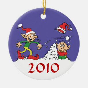 Elf Snowball Fight Ornament