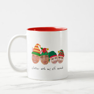 Elf squad 4 foto's Kerst Tweekleurige Koffiemok
