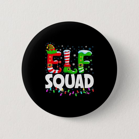Elf Squad Christmas Family Matching Xmas Pajamas  Ronde Button 5,7 Cm (Voorkant)