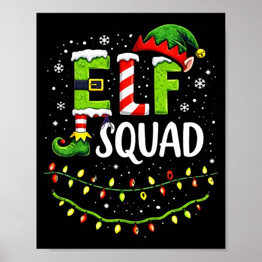 Elf Squad Christmas Lights Matching Holiday Crew  Poster (Voorkant)