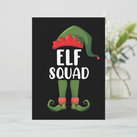 Elf Squad Funny Family Matching met Kerstmis Kaart (Staand voorkant)
