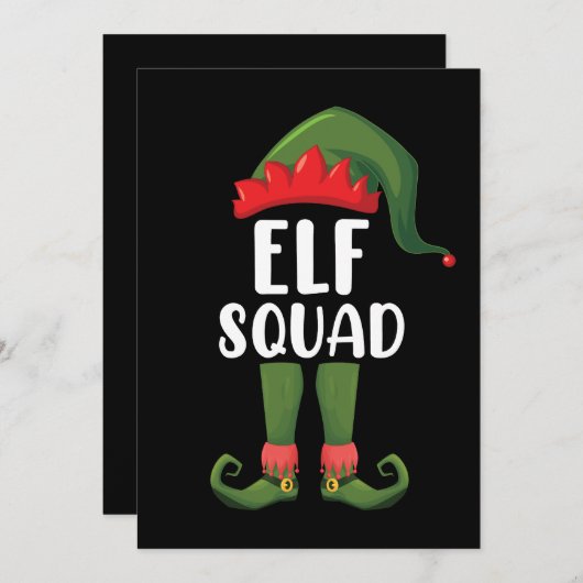 Elf Squad Funny Family Matching met Kerstmis Kaart (Voorkant / Achterkant)